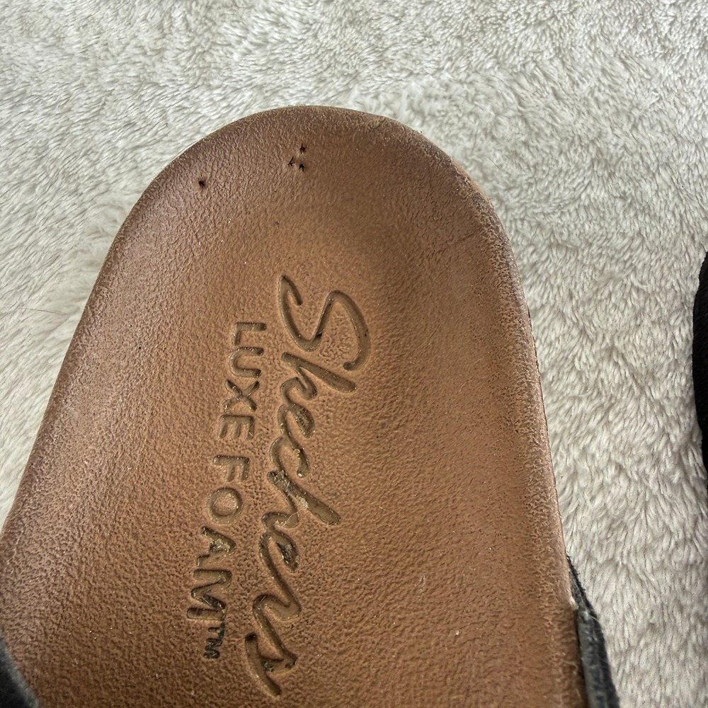 Skechers Luxe Foam Double Strap Slide Sandals Womens Size 6 Black Buckle Casual - Picture 8 of 15